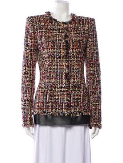 Pre-owned Alexander Mcqueen Tweed Pattern Evening Jacket In Black