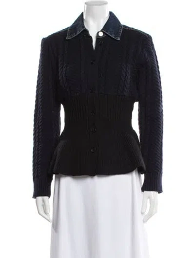 Pre-owned Alexander Mcqueen Tweed Pattern Evening Jacket In Blue