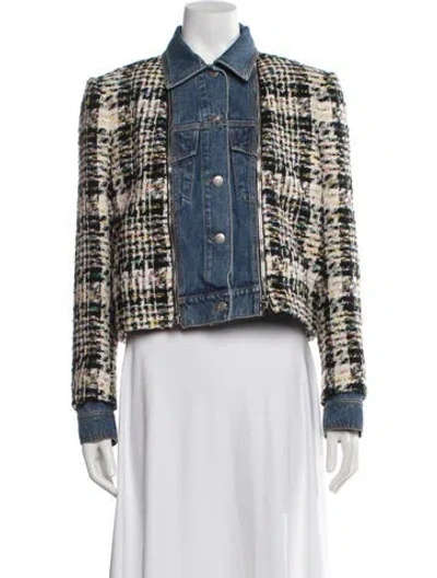 Pre-owned Alexander Mcqueen Tweed Pattern Jacket In Blue