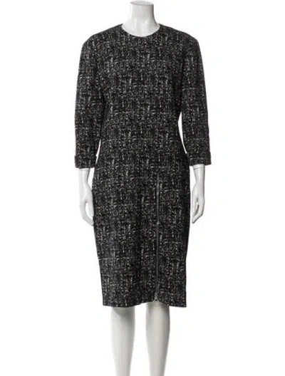 Pre-owned Alexander Mcqueen Tweed Pattern Knee-length Dress In Black