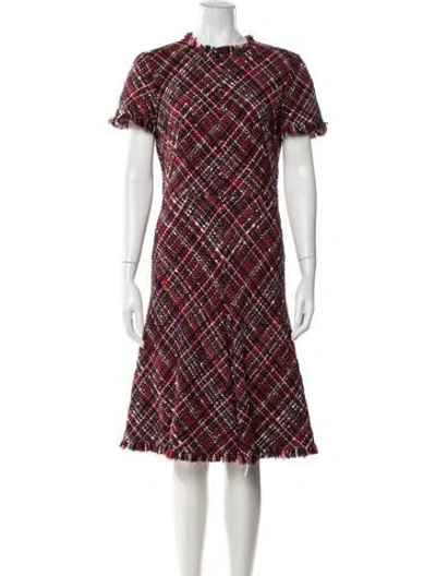 Pre-owned Alexander Mcqueen Tweed Pattern Knee-length Dress In Red