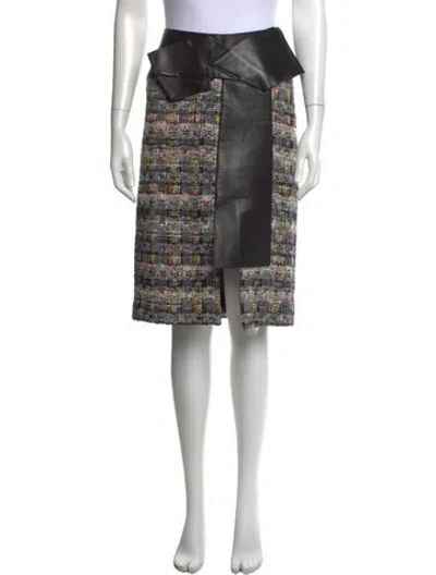 Pre-owned Alexander Mcqueen Tweed Pattern Midi Length Skirt In Black