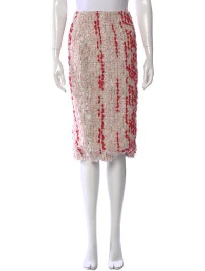 Pre-owned Alexander Mcqueen Tweed Pattern Midi Length Skirt In Red