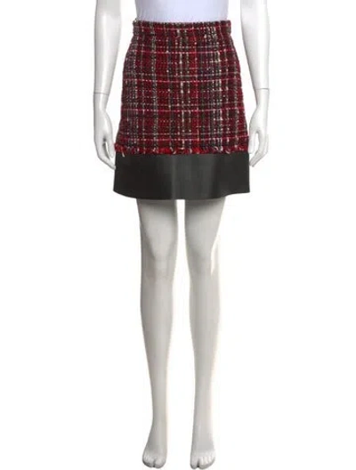 Pre-owned Alexander Mcqueen Tweed Pattern Mini Skirt In Red
