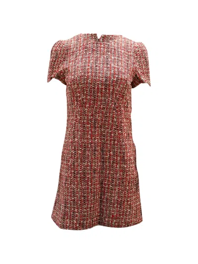 Pre-owned Alexander Mcqueen Tweed Rear-zip Dress In Red