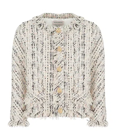 ALEXANDER MCQUEEN ALEXANDER MCQUEEN TWEED ROUND NECK BLAZER