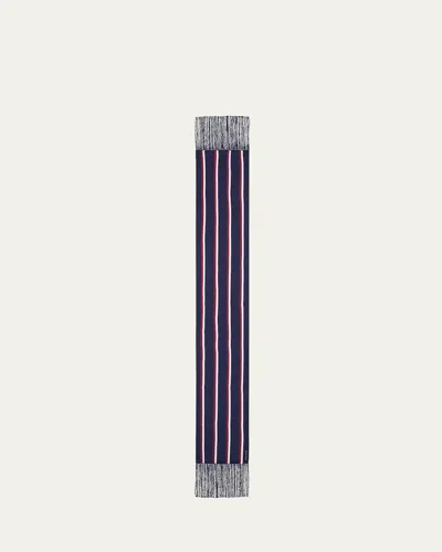 Alexander Mcqueen Twill Collegiate-inspired Silk Scarf In Navy Bordeaux