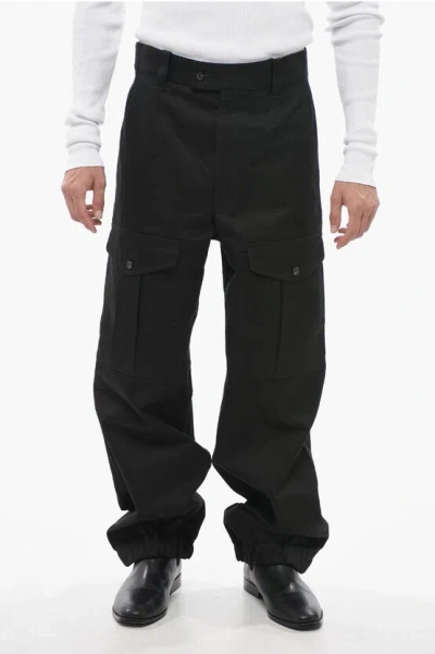Alexander Mcqueen Twill Cotton Military Baggy Cargo Trousers In Black