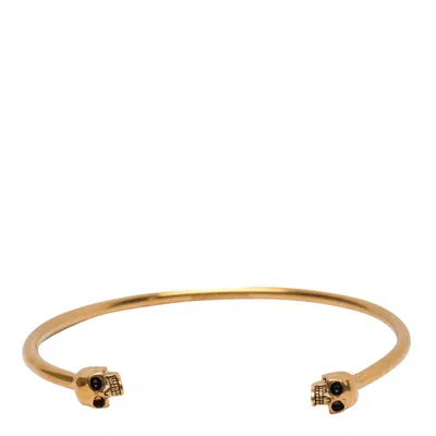 Alexander Mcqueen Twill Skull Bracelet In Golden