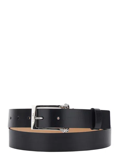 Alexander Mcqueen Twin Skull Belt 30mm In Black