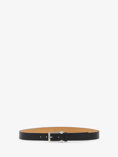Alexander Mcqueen Twin Skull Belt In Black