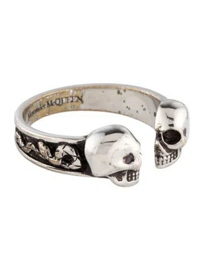 Pre-owned Alexander Mcqueen Twin Skull Cocktail Ring In Multi