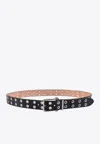 Alexander Mcqueen Twin Skull Leather Thin Belt In Black
