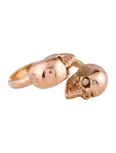 Pre-owned Alexander Mcqueen Twin Skull Ring In Multi