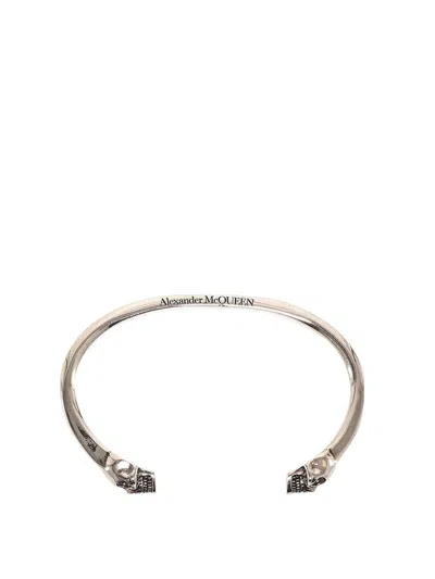 Alexander Mcqueen Twin Skull In Silver