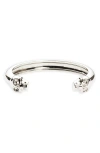 Alexander Mcqueen Silver-tone Metal Skull-embellished Cuff Bracelet In Palladio