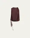 Alexander Mcqueen Twist Draped Jersey Top In Burgundy