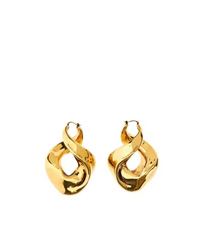 Alexander Mcqueen Twisted Hoop Earrings In Yellow