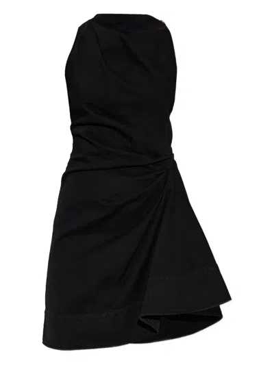 Alexander Mcqueen Twisted Sleeveless Dress In Black