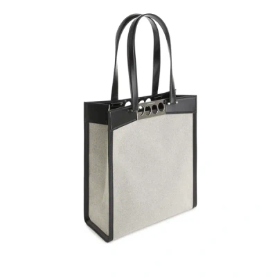 Alexander Mcqueen Two-material Tote Bag In Neutral