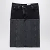 Alexander Mcqueen Mcqueen Two-tone Low Rise Denim Midi Skirt