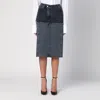 Alexander Mcqueen Two-tone Black Denim Skirt In Black