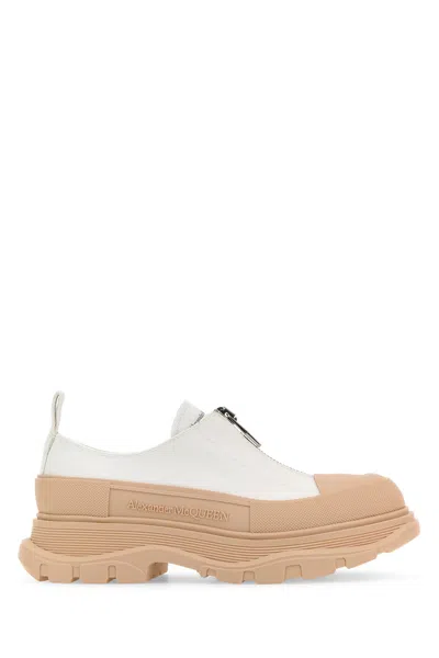 ALEXANDER MCQUEEN TWO-TONE CANVAS TREAD SLICK SNEAKERS