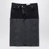 Alexander Mcqueen Mcqueen Two-tone Low Rise Denim Midi Skirt