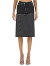 Alexander Mcqueen Mcqueen Two-tone Low Rise Denim Midi Skirt