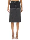 Alexander Mcqueen Two-tone Denim Skirt In Black