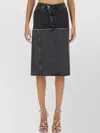 Alexander Mcqueen Mcqueen Two-tone Low Rise Denim Midi Skirt