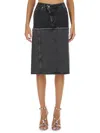Alexander Mcqueen Mcqueen Two-tone Low Rise Denim Midi Skirt In Grey