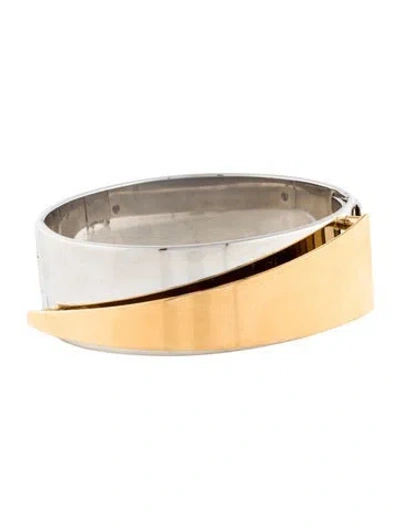 Pre-owned Alexander Mcqueen Two Tone Hinged Cuff Bracelet, 6.25" In Multi
