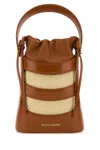 Alexander Mcqueen Women Two-tone Leather And Raffia Mini The Rise Bucket Bag