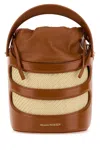 Alexander Mcqueen Two-tone Leather And Raffia The Rise Bucket Bag