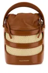 Alexander Mcqueen Women Two-tone Leather And Raffia Mini The Rise Bucket Bag