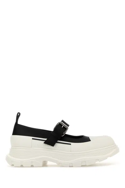 Alexander Mcqueen Two-tone Leather And Rubber Ballerinas In White