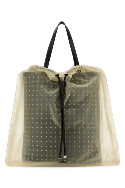 Alexander Mcqueen Two-tone Leather And Tulle Nebula Shopping Bag In Blacksilver