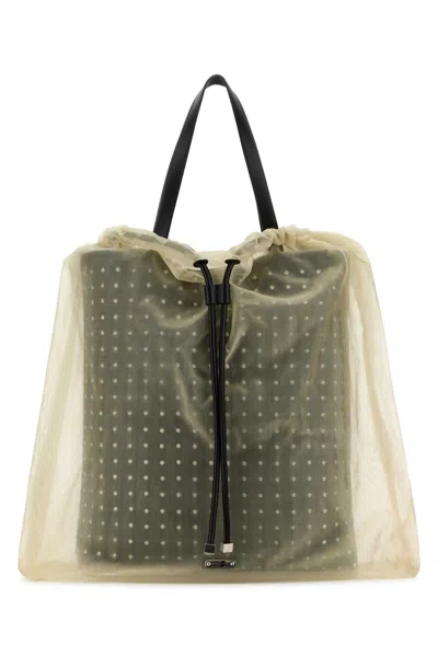 Alexander Mcqueen Two Tone Leather And Tulle Nebula Shopping Bag In Black