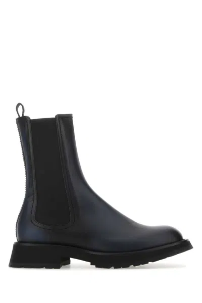 Alexander Mcqueen Two-tone Leather Ankle Boots