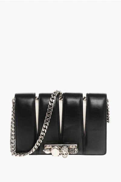Alexander Mcqueen Two-tone Leather Slash Clutch With Jewel Detail