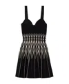 Alexander Mcqueen Two-tone Zig-zag Print Dress In Black