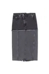 Alexander Mcqueen Two-tone Denim Skirt In Black