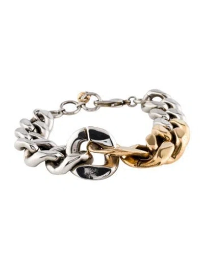 Pre-owned Alexander Mcqueen Two-tone Chain Bracelet, 6.5" In Multi
