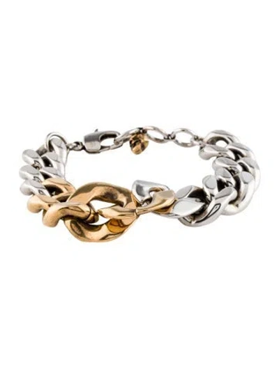 Pre-owned Alexander Mcqueen Two-tone Chain Bracelet, 7" In Multi