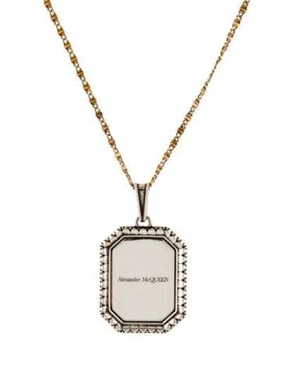 Pre-owned Alexander Mcqueen Two-tone Medallion Pendant Necklace, 16.5" In Multi