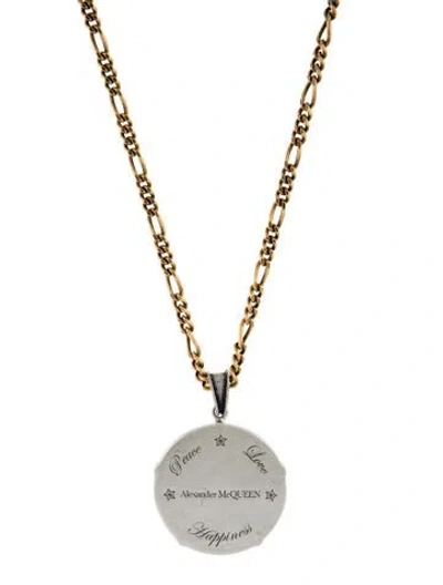 Pre-owned Alexander Mcqueen Two-tone Pendant Necklace, 21.5" In Multi