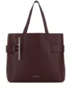 Alexander Mcqueen Tyrian Purple Leather T-bar Shopping Bag In Brown