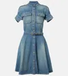 Alexander Mcqueen Uniform Denim Minidress In Indigo Stonewashed