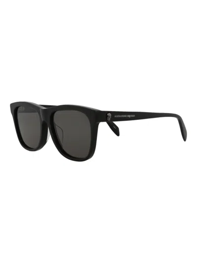 Alexander Mcqueen Unisex Acetate Square Sunglasses In Black